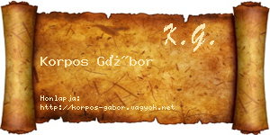 Korpos Gábor névjegykártya